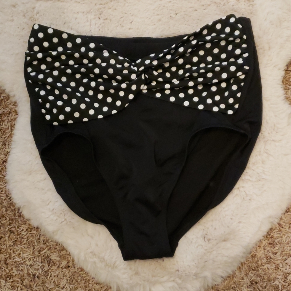 High waisted polka dot bathing suit bottom